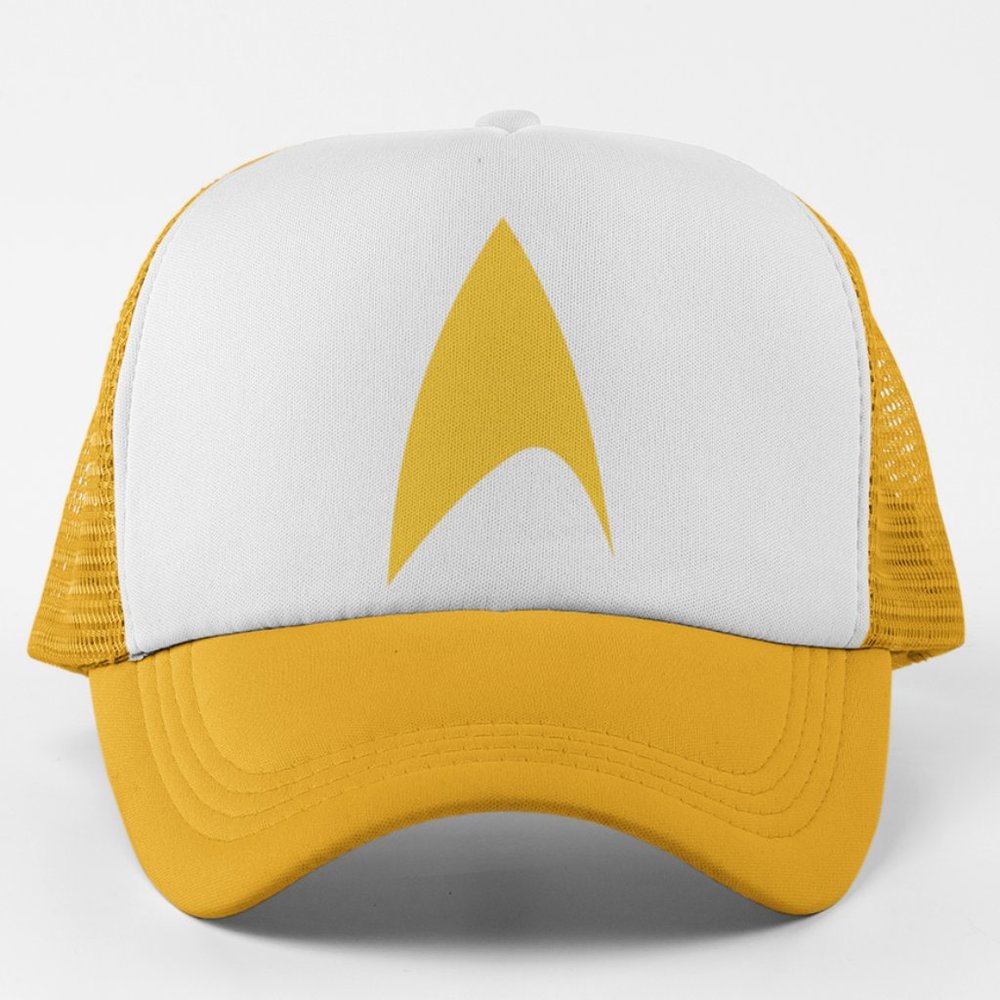 NEW Star Trek Starfleet Badge Logo Foam Trucker Mesh Snapback Hat 2-TONE: GOLDEN